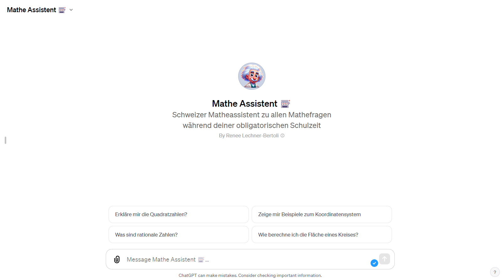 ChatGPT Mathe Assistent by Renee Lechner-Bertoli