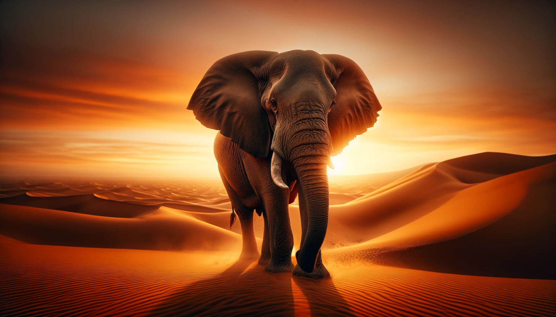 Elefant in der Wüste sehr hochwertig und fotorealistisch mit Dall-E 3 generiert