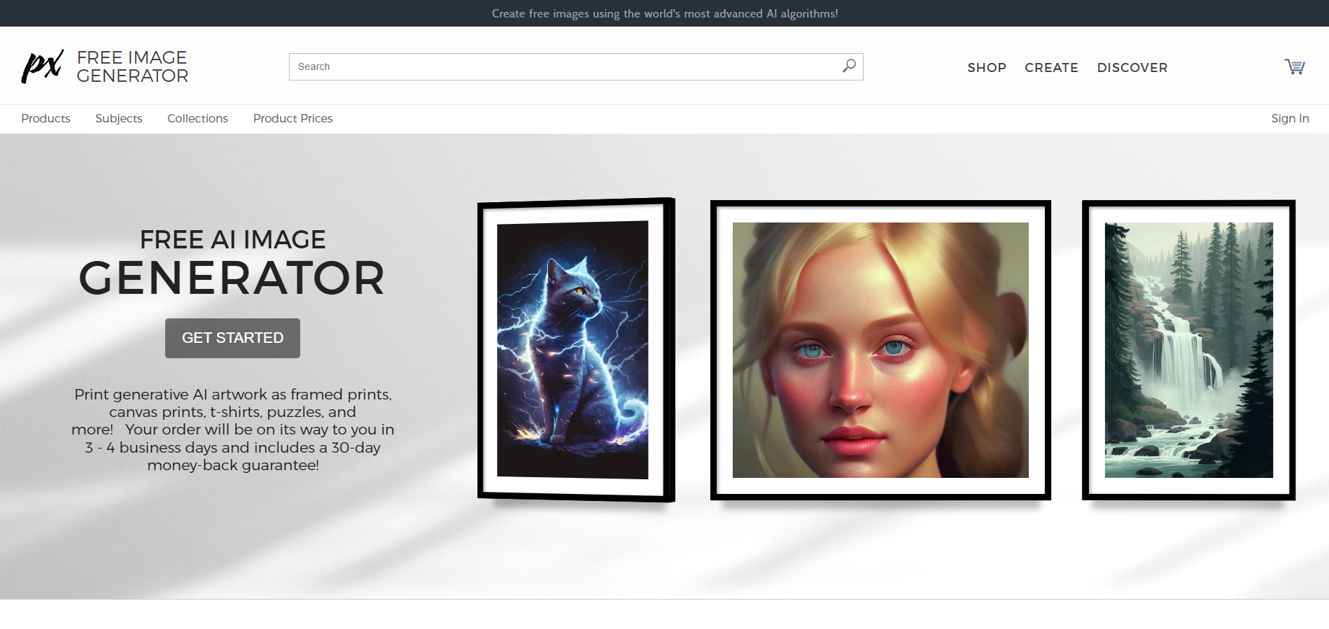 Free Image Generator Screenshot Startseite