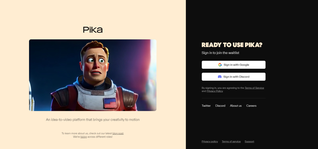 Pika Labs Startseite