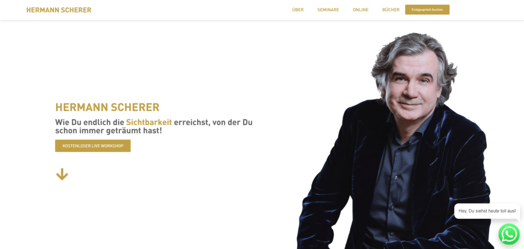 Hermann Scherer Website Screenshot - WordPress als Coaching Website