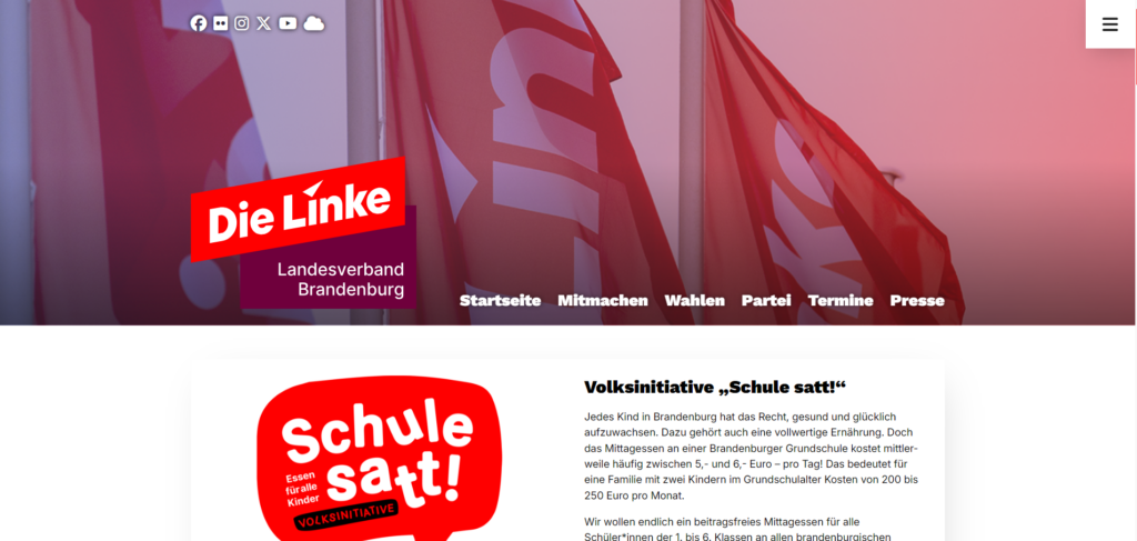 Die Linke Brandenburg Website Beispiel für WordPress System