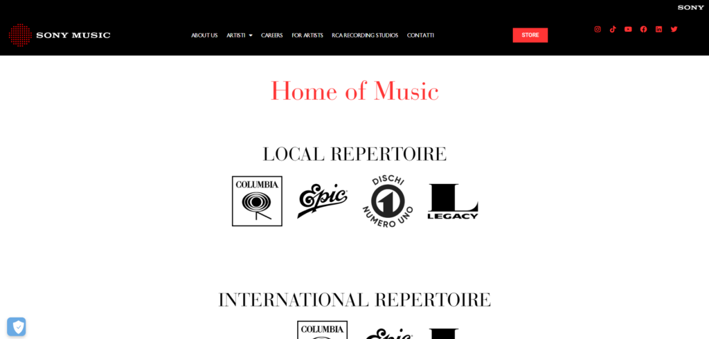 Sony Music Website