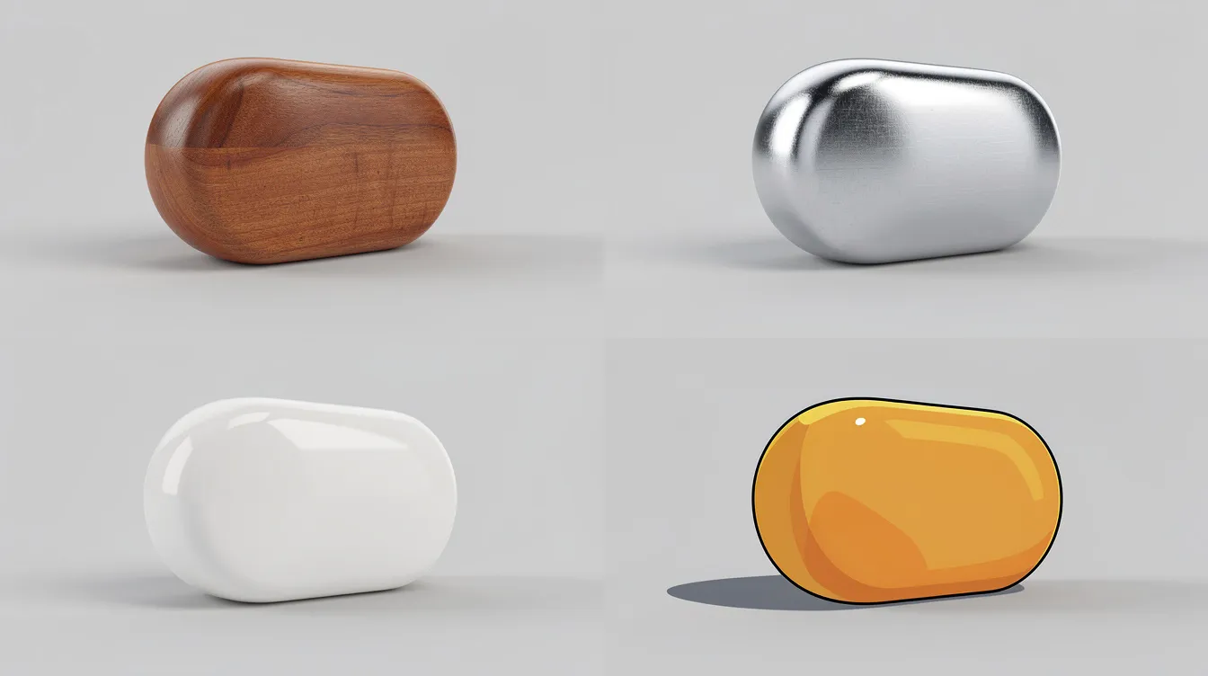 Das Bild zeigt vier Ansichten eines 3D-Modells, das aus unterschiedlichen Materialien besteht: Holz, Metall, Keramik und im Cartoon-Stil. Jede Ansicht hebt die einzigartigen Texturen und Farben der Materialien hervor und verdeutlicht die Vielfalt der 3D-Generierung.